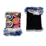 Faux Fur Trimmed Multicolor Fingerless Glove