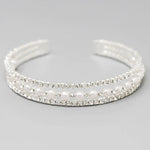 Fashion Pearl & Rhinestone Pave Cuff Bracelet
