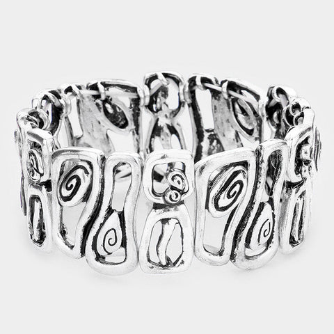 Fashion Abstract Silver Tone Stretch Bracelet