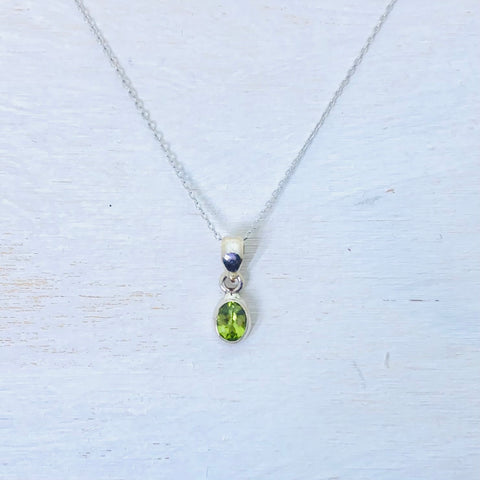 Genuine Oval Shaped August Peridot Necklace