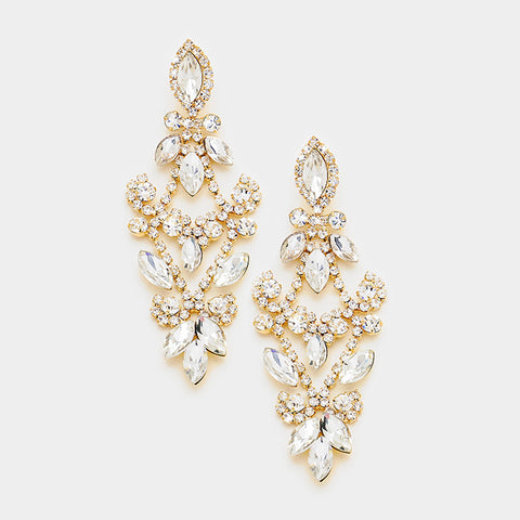 Fashion Gold Tone Rhinestone Chandelier Earrings