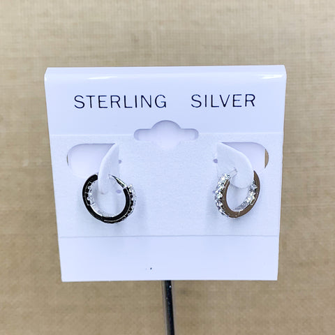 Sterling Silver CZ Mini Huggie Hoops