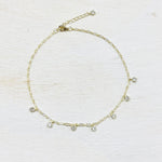 SS Gold Plated Paperclip CZ Dangle Anklet