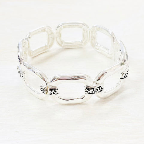 Fashion Silver Tone Stretch Bracelet
