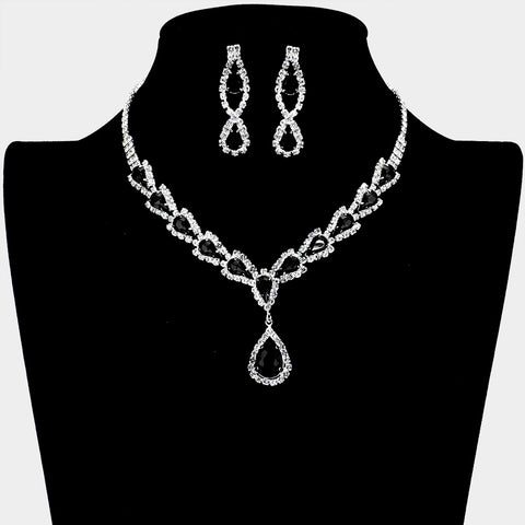 Fashion Rhinestone Teardrop Necklace Set