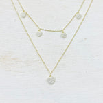 SS Gold Plated CZ Heart Layered Necklace 16-18”
