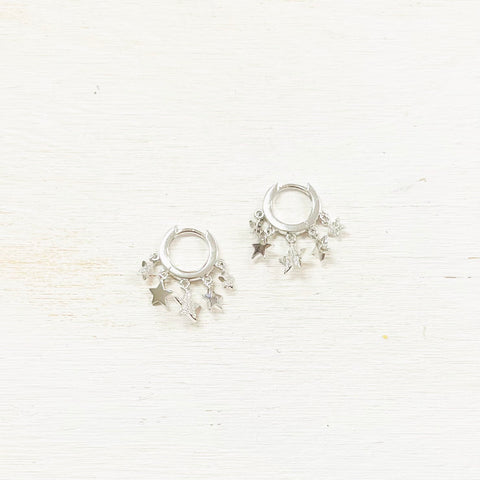 Sterling Silver Dangle Star Hoops