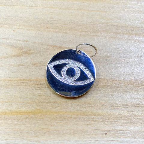 Sterling Silver Coin Evil Eye Charm