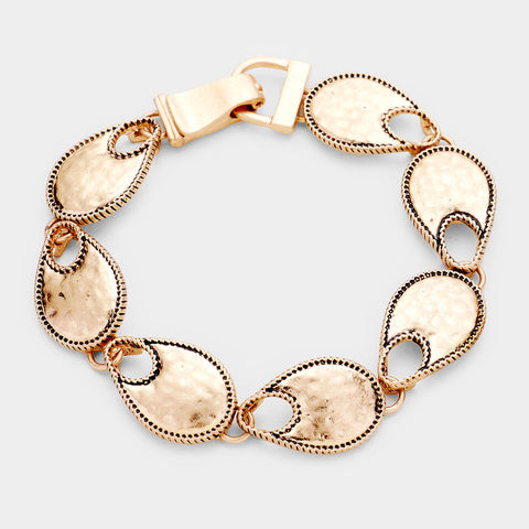 Fashion Gold Tone Cut Out Teardrop Magnetic Bracelet