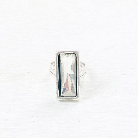 Fashion Rectangle Clear Stone Ring