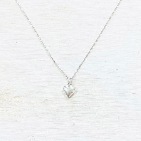Sterling Silver Puffy Heart Necklace