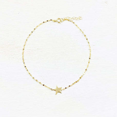 Sterling Silver Gold Tone Star Anklet