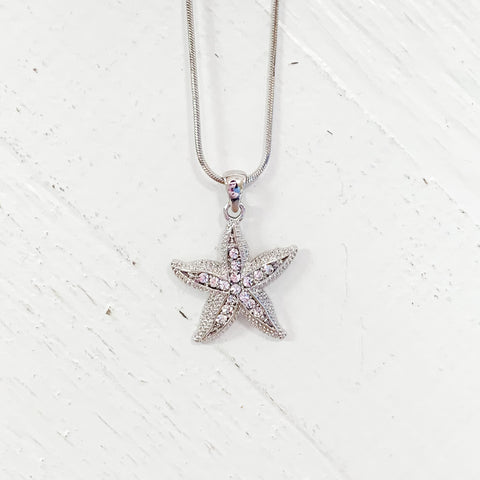 Fashion Crystal Star Fish Snake Chain Necklace