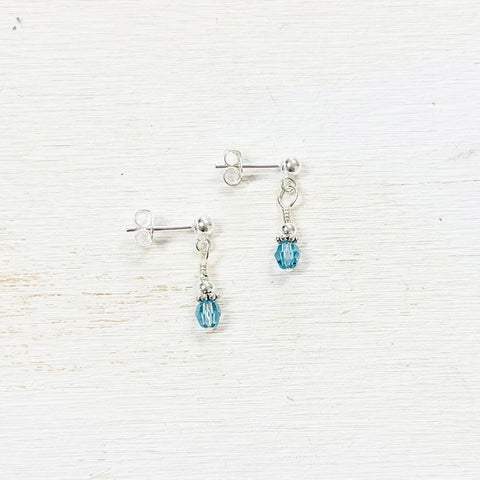 Sterling Silver March Dangle Earrings