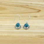 Sterling Silver Copper Turquoise Round Dangle Earrings