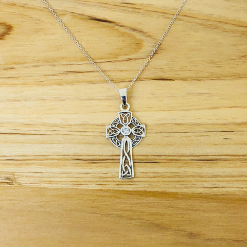 Celtic Cross with CZ Stone Center