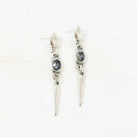 Fashion Black Stone Dangle Earrings