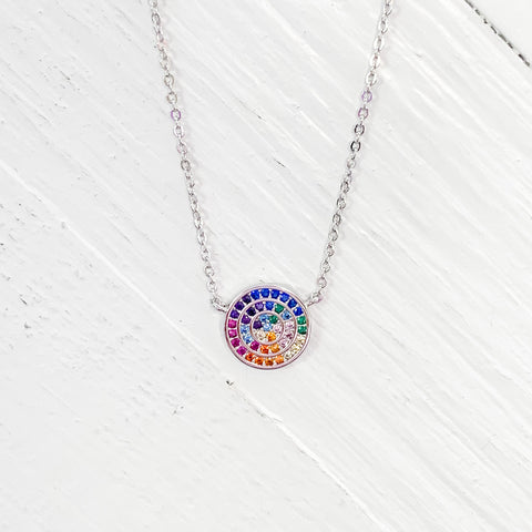 Rainbow Disc Fashion Necklace
