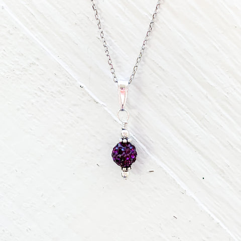 Sterling Silver February Sparkle Ball Necklace