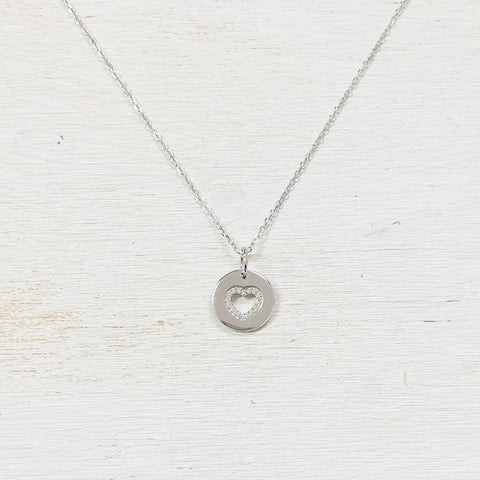 SS Heart Engrave Necklace 16-18”