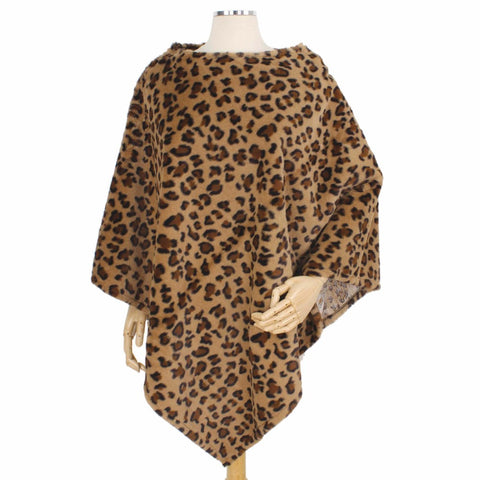 Faux Fur Poncho- Leopard