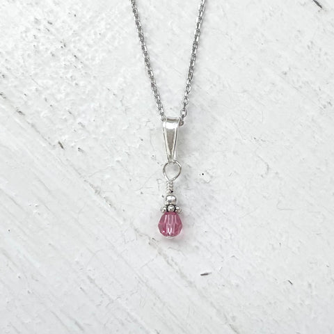 Sterling Silver Children’s Pink Crystal Necklace