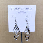 Sterling Silver Twisted Double Oval Ball Dangle Earring