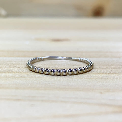 Sterling Silver Thin Beaded Band