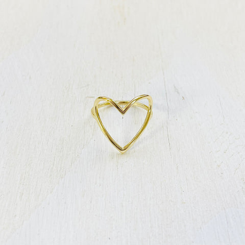 Gold Tone Sterling Silver Heart Ring