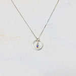 Sterling Silver Cube April Crystal Circle Necklace