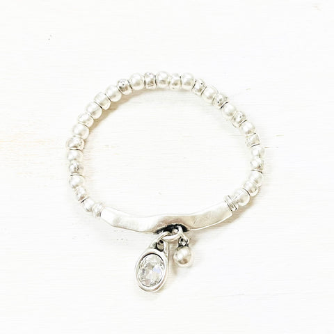 Fashion Silver Tone Dangle Stretch Bracelet