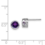 Sterling Silver Genuine Amethyst Studs