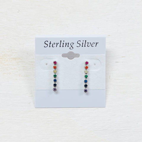 SS Rainbow CZ Drop Dangle Earrings