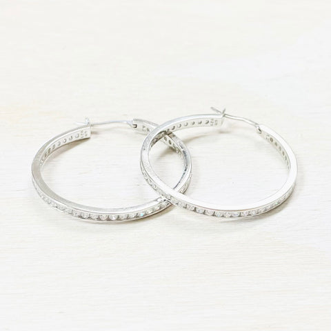 Sterling Silver CZ Hoops
