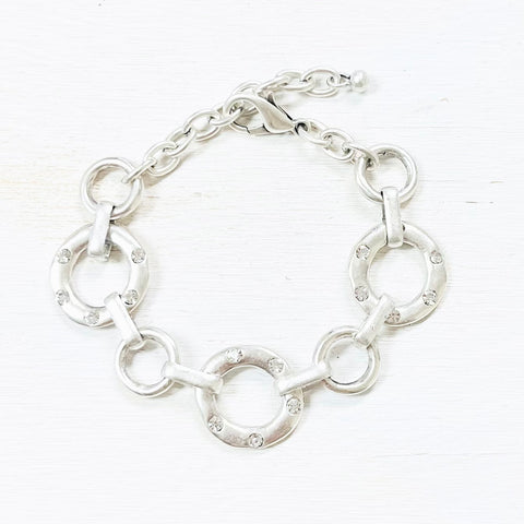 Fashion Circle Link w/ Stone Accents Bracelet