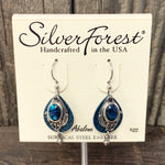 Silver and Blue Layered Teardrop Earrings