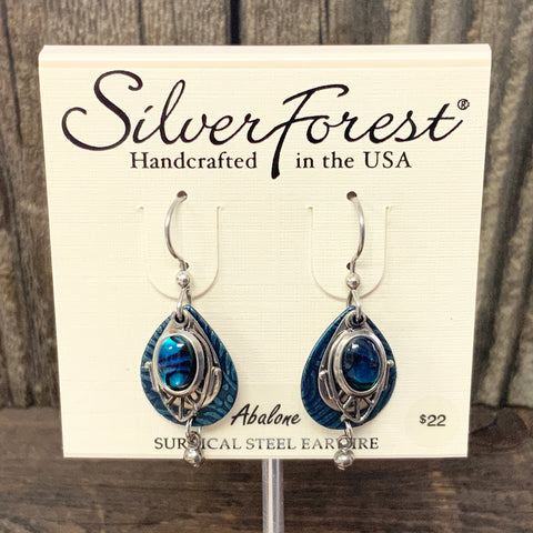Silver and Blue Layered Teardrop Earrings