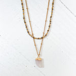 Gold Tone Layered Beaded Shark Tooth Necklace