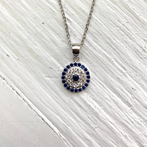 Sterling Silver Round Cluster Necklace