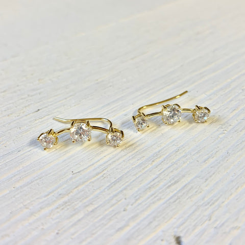 Sterling Silver Gold Tone CZ Ear Climber