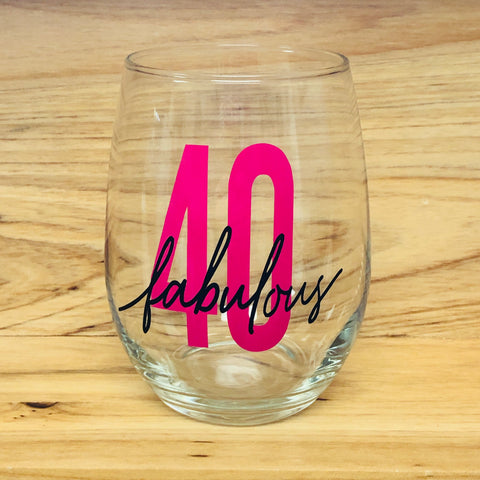 Fabulous 40 Stemless Wine Glass