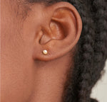 Gold Pearl Cabochon Stud Earrings