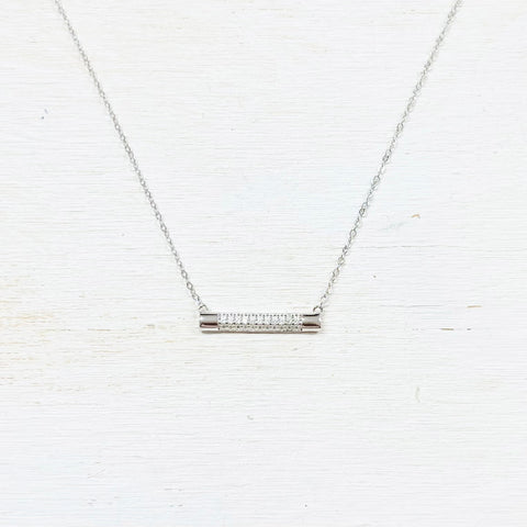Sterling Silver Crystal Bar Necklace