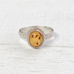 Sterling Silver Oval Amber Ring