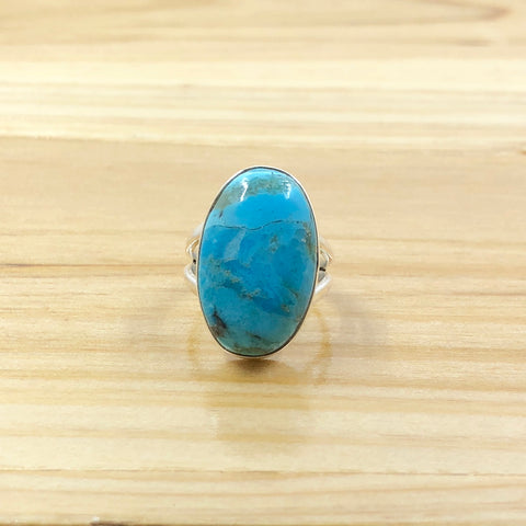 Sterling Silver Long Oval Turquoise Ring