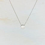 Sterling Silver Half CZ Circle Necklace