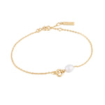 Gold Pearl Link Chain Bracelet