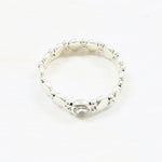 Fashion Silver Tone Beaded Stretch Bracelet w/ Clear Stone