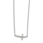 Sterling Silver CZ Sideways Cross Necklace