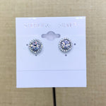 Sterling Silver April Halo Stud